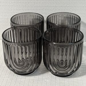 Gatsby ART DECO Set of 4 On The Rocks Smoky Gray Glasses Bar 11oz 325ml Apollo